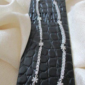 New Luv AJ Silver Tone Cubic Zirconia Daisy Ballier Chain Necklace New with Tag